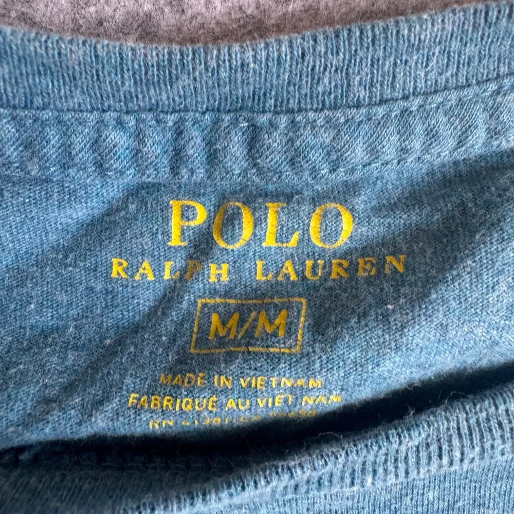 Polo Ralph Lauren T Shirt Mens Medium M Teal Blue Heather Orange Pony Logo Tee